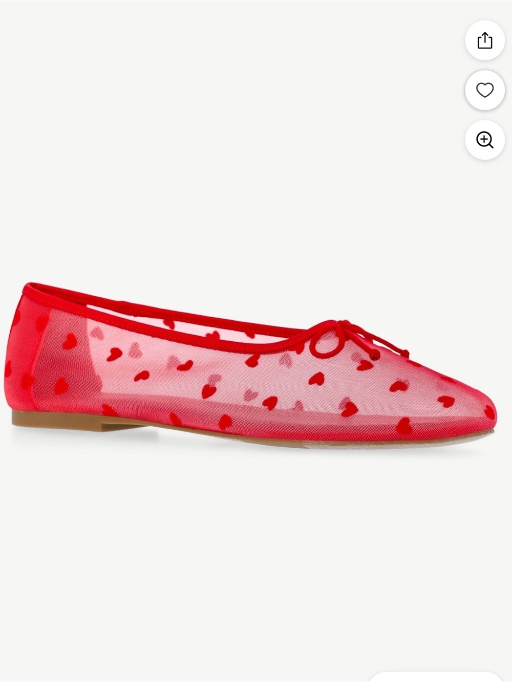 No Boundaries Womens Mesh Ballet Flats SZ 10 New Red Hearts Bows Soft Girl Fairy